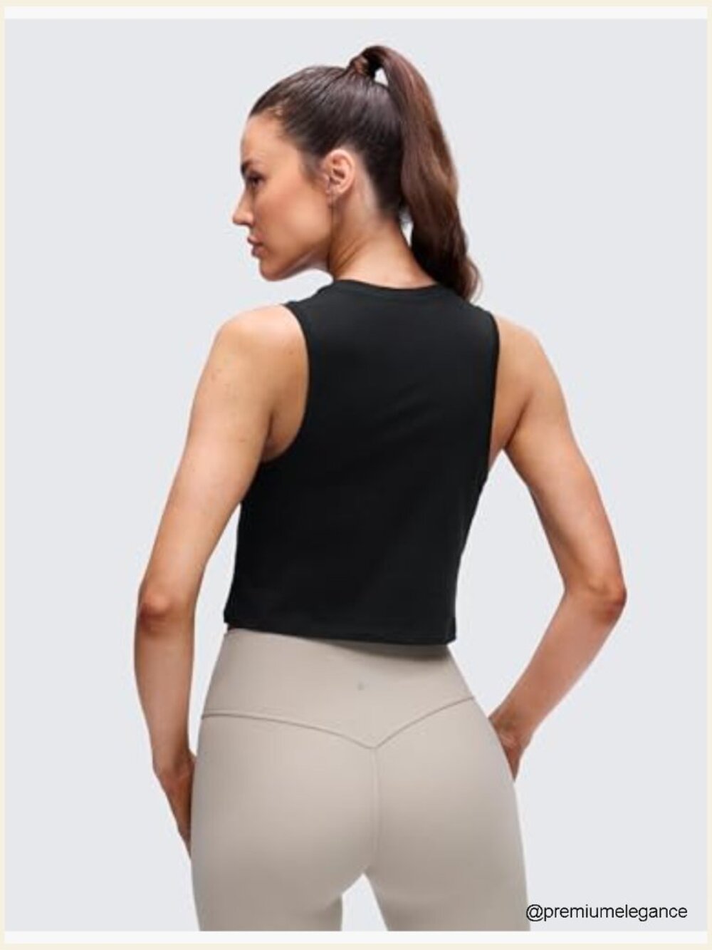 Crop Crewneck Tank Top - Soft Pima Cotton Sleeveless Workout Shirt - Picture 2 of 4